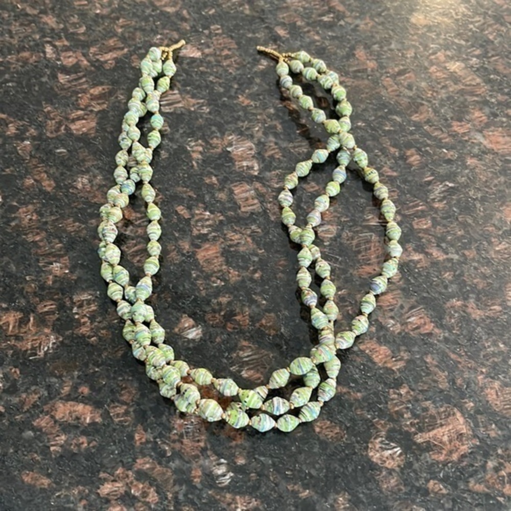 Recycled paper handmade beaded necklace